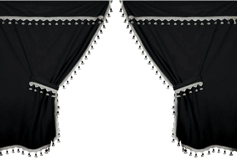LAMPA 98633 Set Vorhänge Premiere für LKW Schwarz, Schwarz