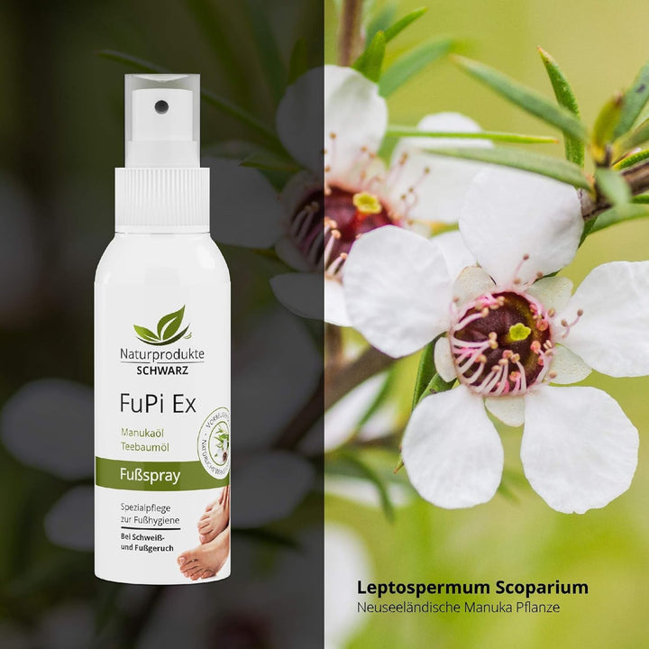 Naturprodukte Schwarz - FuPi Ex Fussspray - Mit Teebaumöl und Manukaöl - Zur Fusshygiene, Gegen Schw