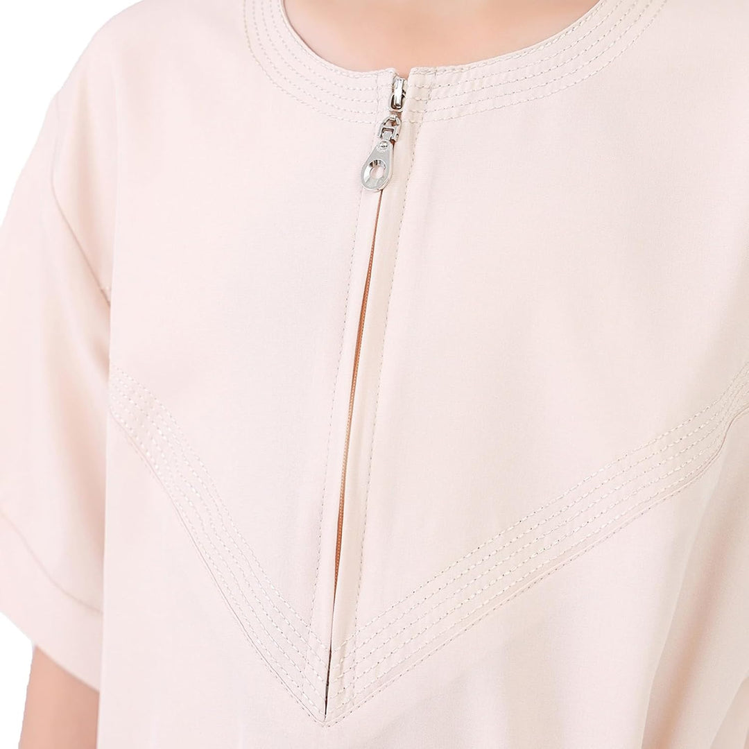 Gebetskleidung für Kinder Junge, Abaya Kinder Kurzarm Kaftan Islamische Arabische Kleidung Langer Is