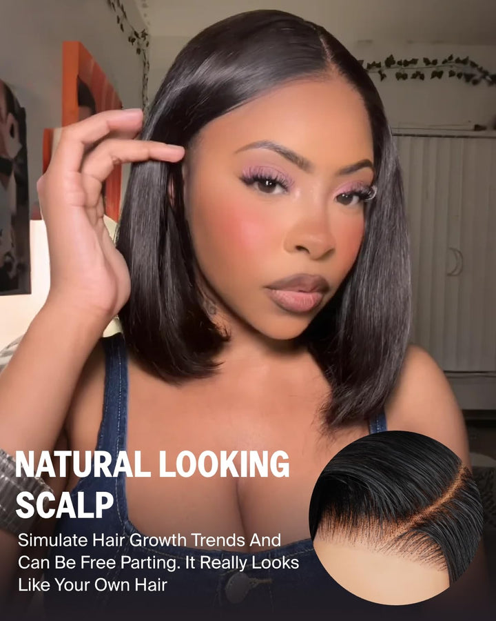 Wear and Go Glueless Bob Wig Human Hair For Black Echthaar Perücke Pre Cut 5x6 HD Lace Front Human H