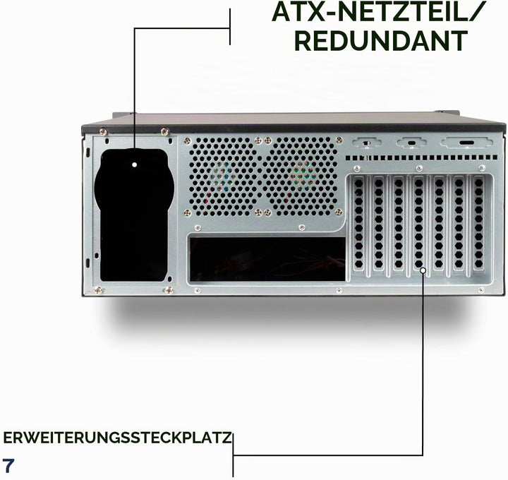 Unykach UK4229 EVO Rack-Gehäuse, Tiefe 480 mm, 2 USB3.0, 1 x 120 mm Lüfter und 2 x 80 mm Lüfter, Sch
