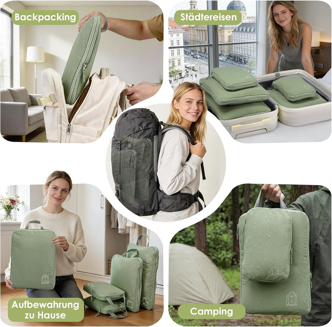 Koffer Organizer Packing Cubes Compression für Koffer und Rucksack, Nylon Packwürfel Organizer Set,T
