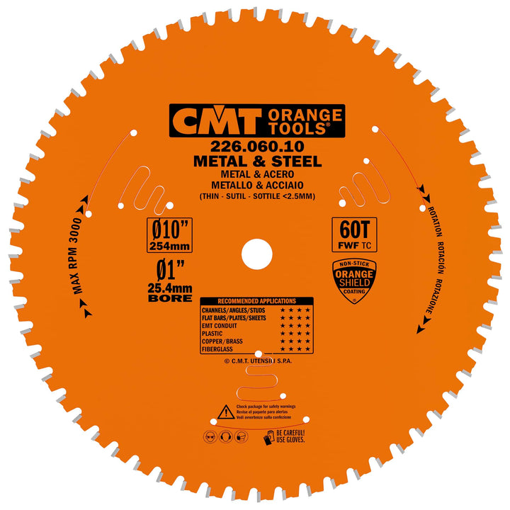 Cmt 226.060.10 Industrie Dry Cut Stahl Sägeblatt, 25,4 x 60 Zähne 8 ° FWF Schleifen mit 5/8 Zoll Boh