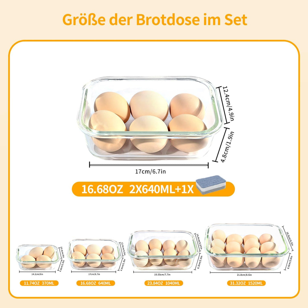 LNWSN Aufbewahrungsbox Küche, Frischhaltedosen, Vorratsdosen Glas mit Deckel Set, Spülmaschinen, Mik