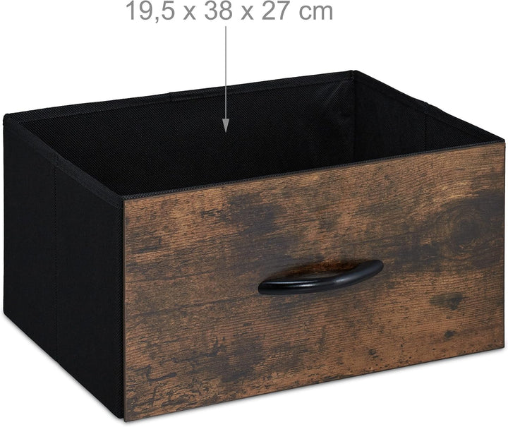 Relaxdays HxBxT 71,5 x 84 x 32,5 cm Kleiderschrank braun-schwarz Kommode Industrial, HBT, Stoff, Met