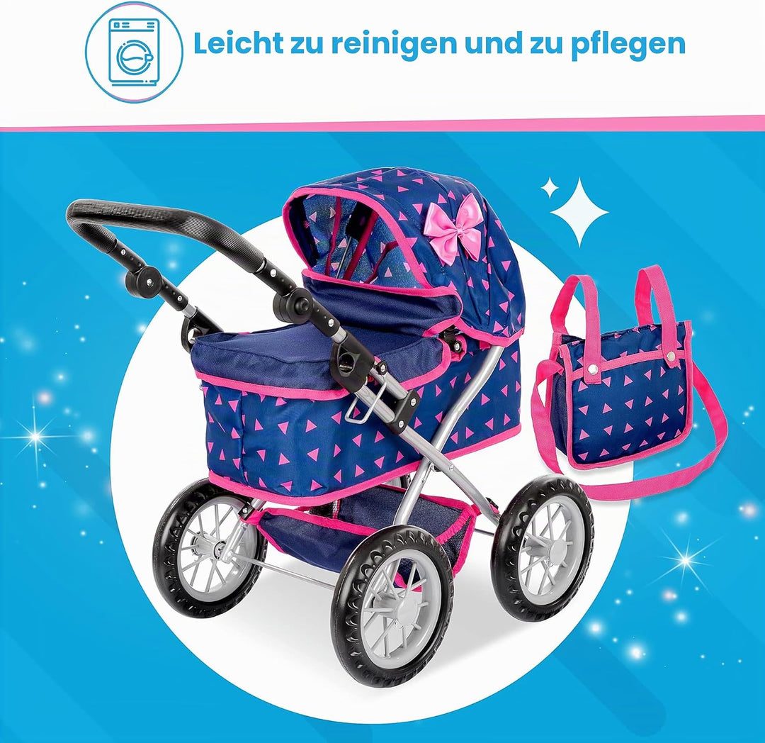 Kinderplay Puppenwagen ab 2 Jahre, Kinderwagen Puppen - Leichte und Stabile Konstruktion, Kinderpupp