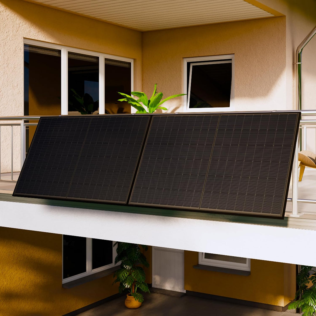 SAKETE Solarmodul 500W – N-Typ Full Black Solarpanel mit Halbzellen-Technologie, geeignet für Balkon