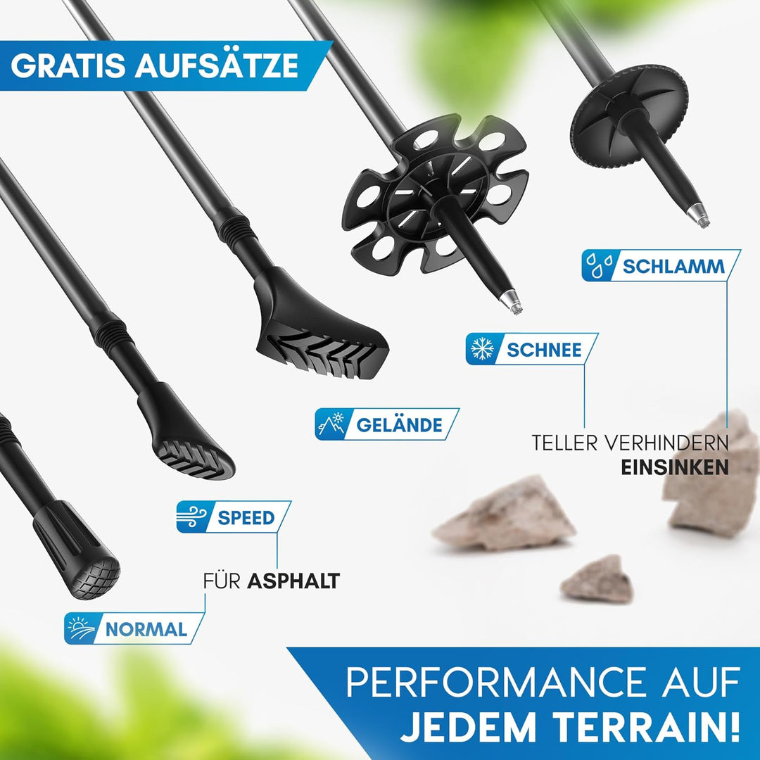 NORDMUT® Wanderstöcke Teleskop aus stabilen Aluminium oder Carbon - Leichte Nordic Walking Stöcke Da
