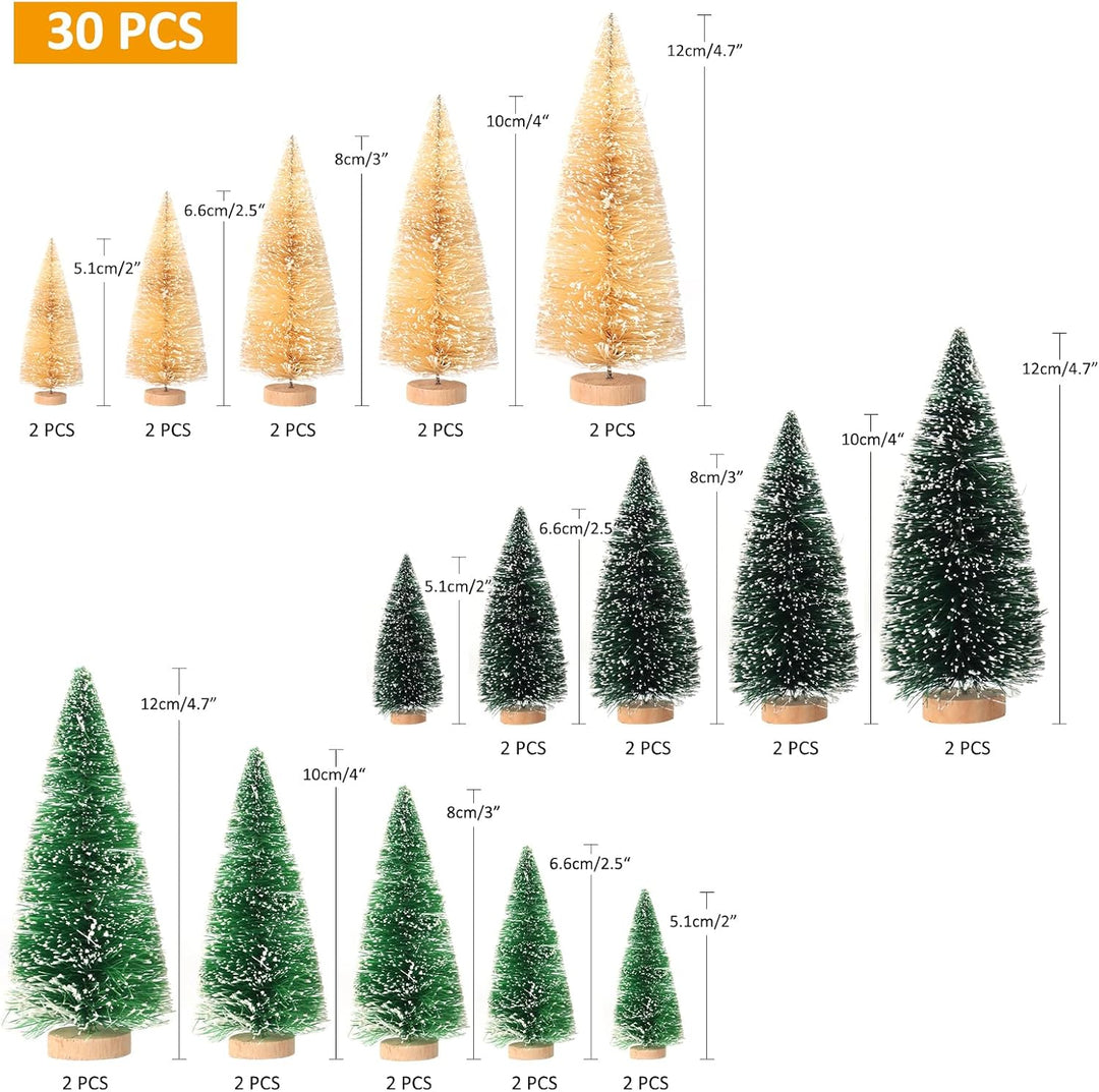 30 Stück Flaschenbürstenbäume, Miniatur-Weihnachtsbaum, Mini-Weihnachtsbaum, Weihnachtsdekorationen