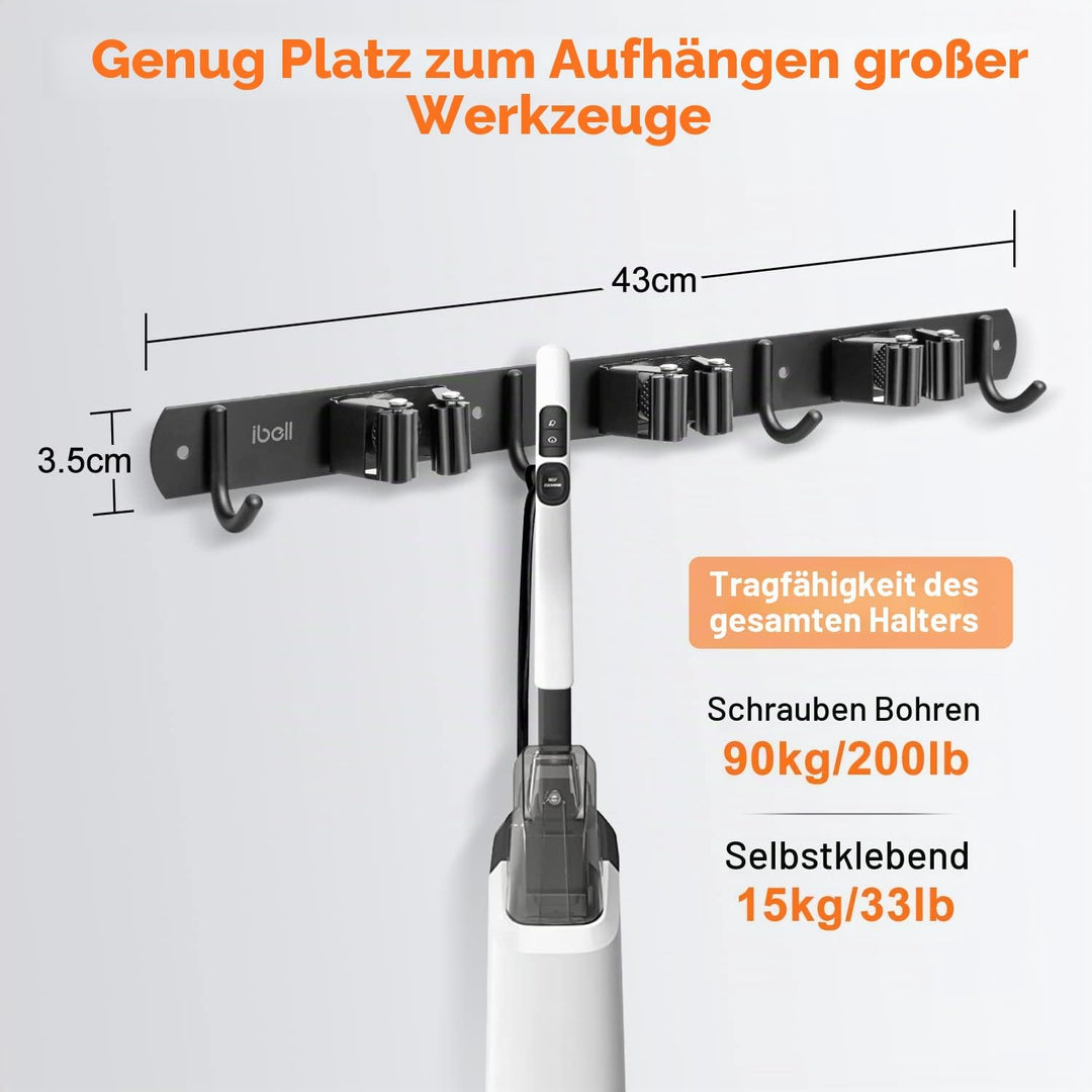 2 Stück Besenhalterung Wand, ibell Gerätehalter Edelstahl Gartengerätehalter Wandhalterung, Mopphalt