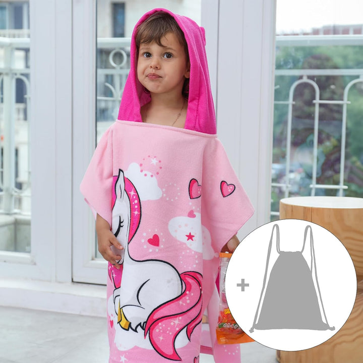 KAKU NANU Badetuch für Kinder, Strandtuch für Kinder, niedliches Motiv, Umhang, Poncho, für Kinder,