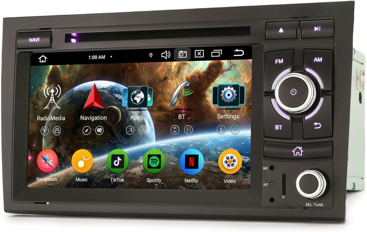 Erisin Android 14 8-Kern 4GB+64GB Autoradio Bluetooth GPS Navi für Audi A4 S4 RS4 8E B9 B7 Seat Exeo