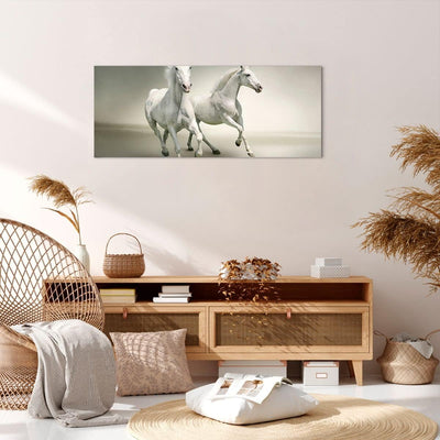 Panorama Bilder auf Leinwand 100x40cm Leinwandbild Tiere araber pferd bauernhof Gross Wanddeko Bild