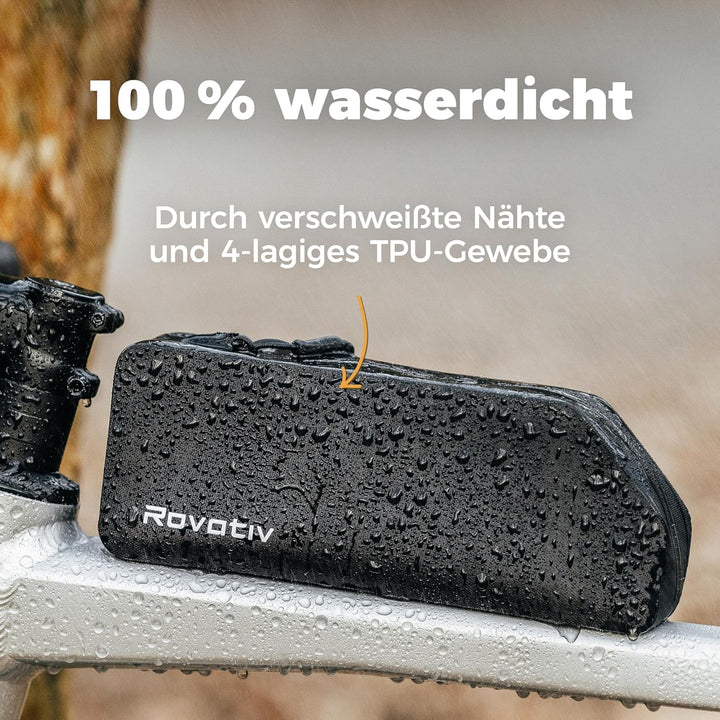 Rovativ® Bikepacking Oberrohrtasche [0,8 Liter] 100% Wasserdicht – anschraubbar & wasserdicht – Grav