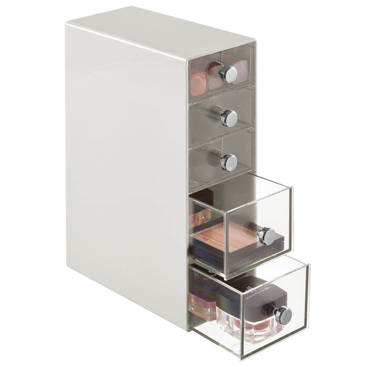 mDesign Aufbewahrungsbox für das Bad – Box mit 5 Schubladen aus Kunststoff für Make-up – Kosmetik Or