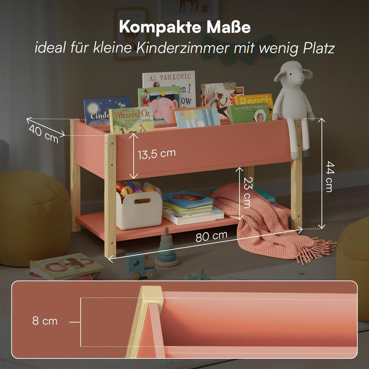 Bellabino Teme Bücherregal Kinderzimmer – Kinderbücherregal mit 4 Fächern – Montessori Bücherregal m