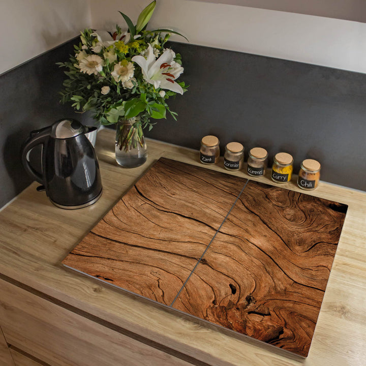 banjado Herdabdeckplatte Glas 2-teilig 60x52cm - Schneidebrett Herdabdeckung - Herdabdeckplatten Cer