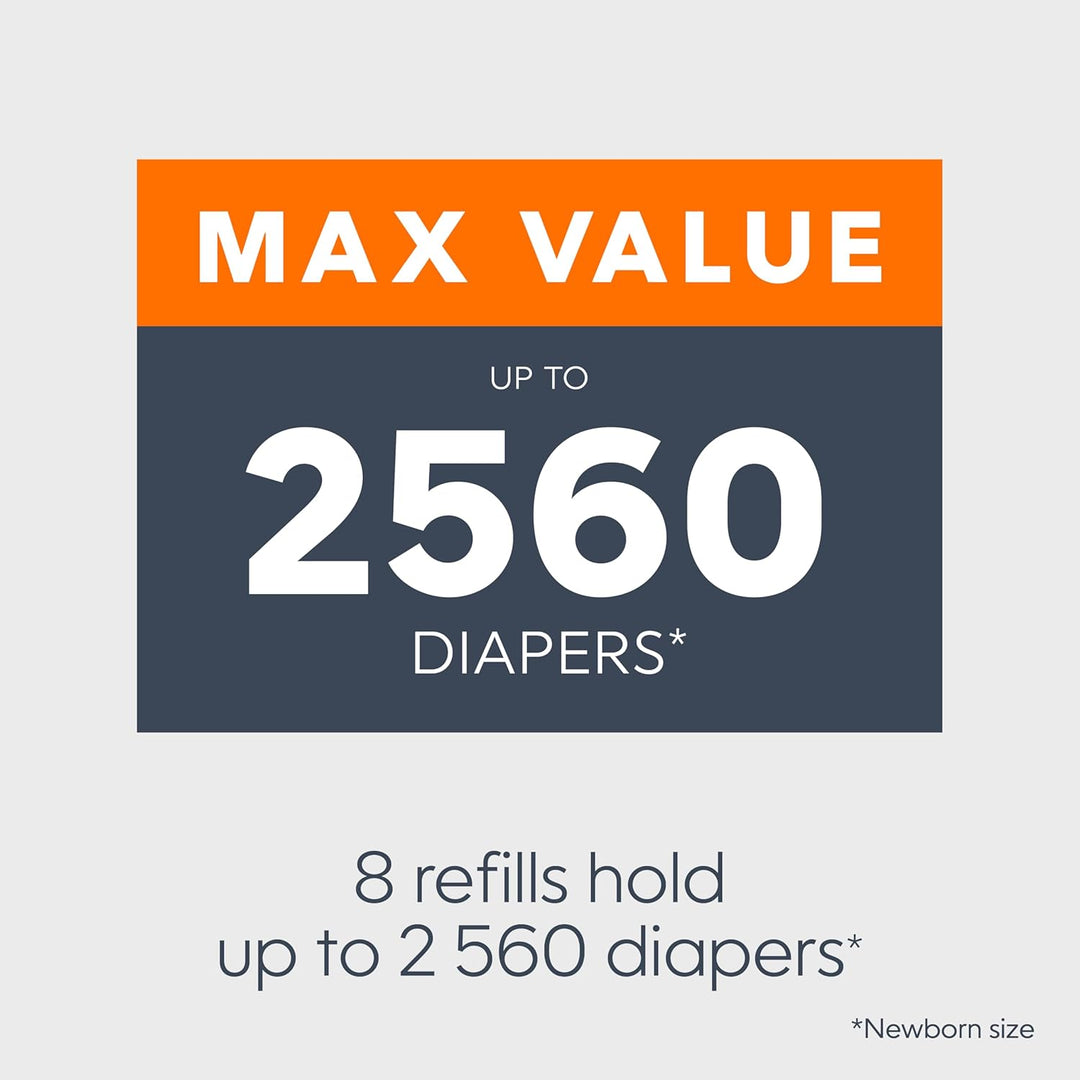 Diaper Genie Essentials Runde Nachfüllpackung, 8er-Pack, für bis zu 2560 Windeln für Neugeborene, mi