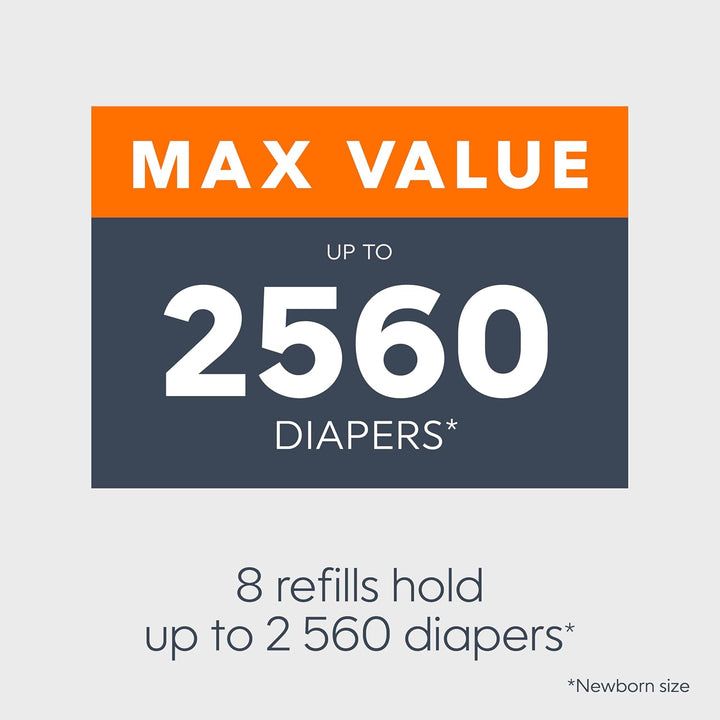 Diaper Genie Essentials Runde Nachfüllpackung, 8er-Pack, für bis zu 2560 Windeln für Neugeborene, mi