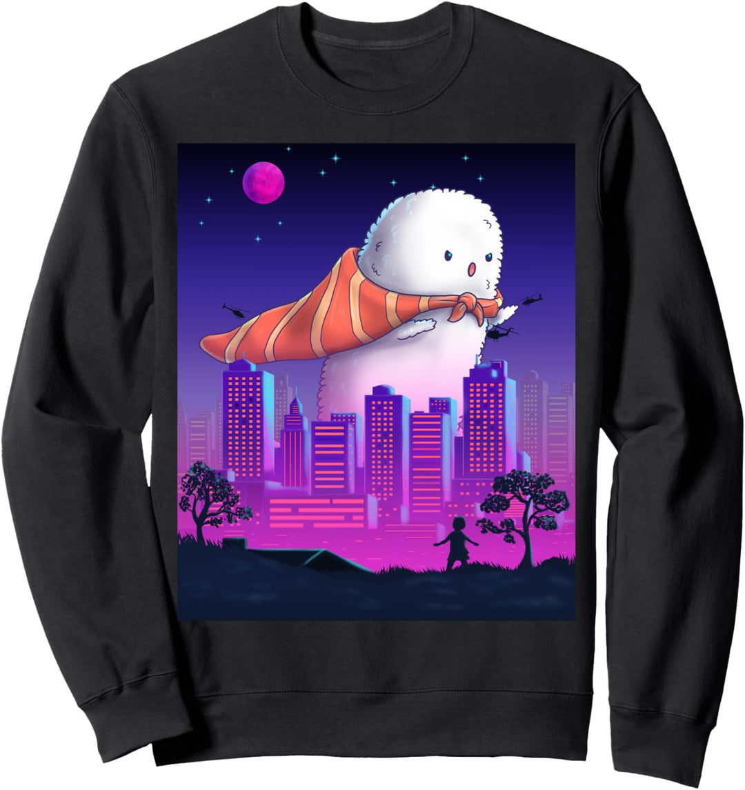 Sushi Superhero Vaporwave Retro Synthwave Japanese Food Sweatshirt