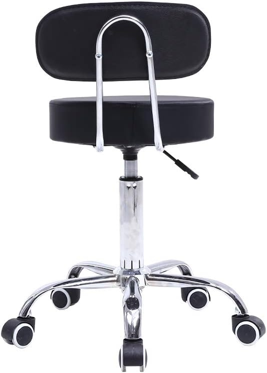 KKTONER Rollhocker mit Rückenlehne 360° drehbar Arbeitshocker höhenverstellbar 48-64cm für Büro Salo