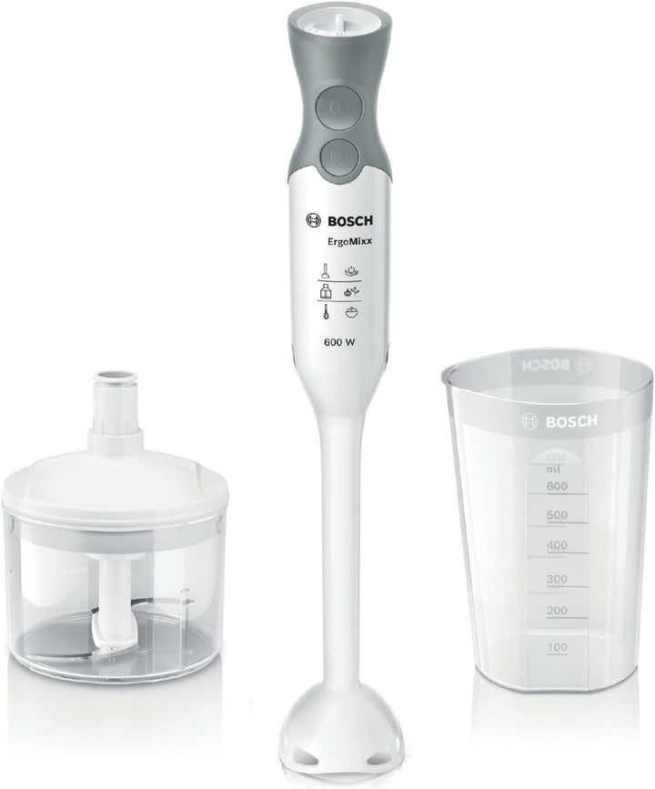 Bosch Stabmixer ErgoMixx MSM66020, Mixfuss, Mix- und Messbecher, 4-Klingen-Messer, ergonomisches Des