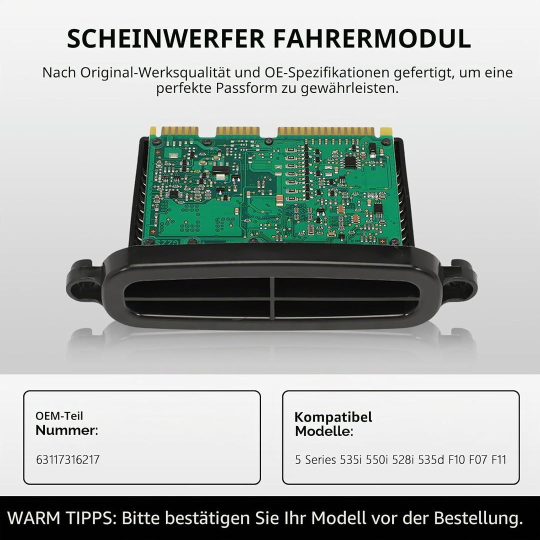 ZEALfix 63117316217 TMS Xenon Scheinwerfermodul Scheinwerfereinheit Ersatz passend für 5er F10/F11/F