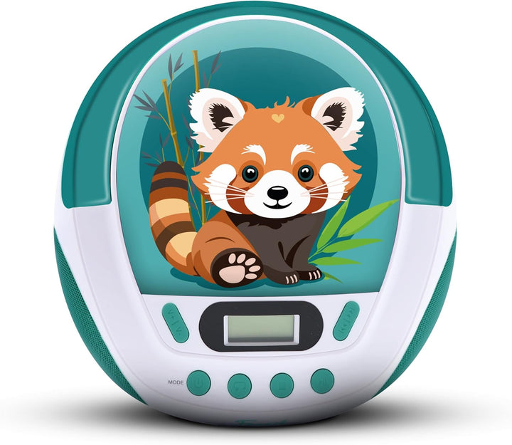 MOOOV 477414 CD-Player für Kinder, Motiv: Panda, Rot, MP3 und USB-Port – AUX-In – Kopfhöreranschluss