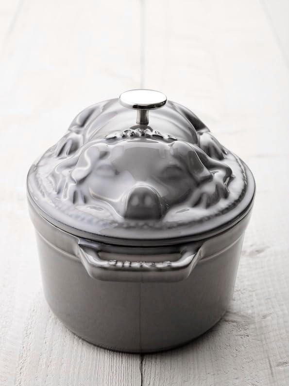 STAUB Cocotte Schwein 17 cm Bräter, Gusseisen, Grau
