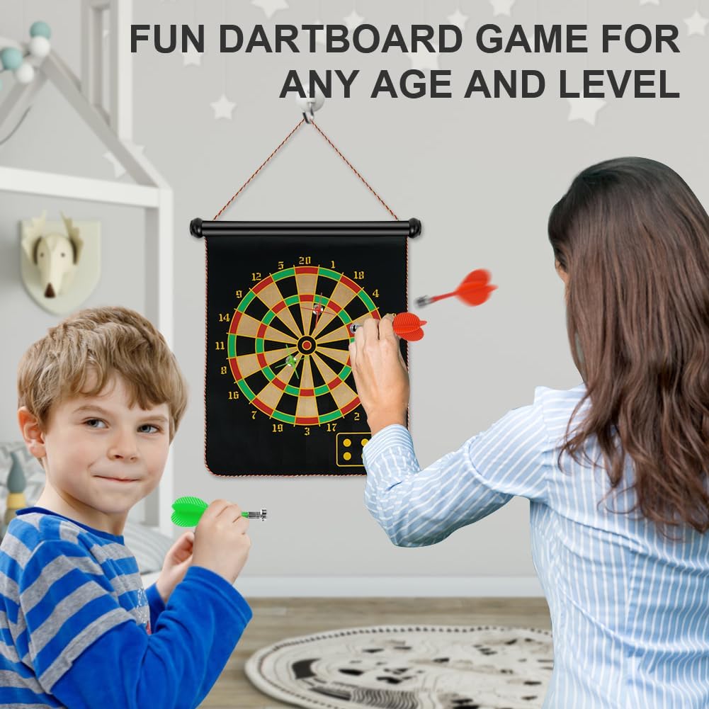 Flintronic Dartscheibe Magnetisch, Magnetisch Sichere Dartscheibe mit 14 Dartpfeilen, Dartscheibe Ju