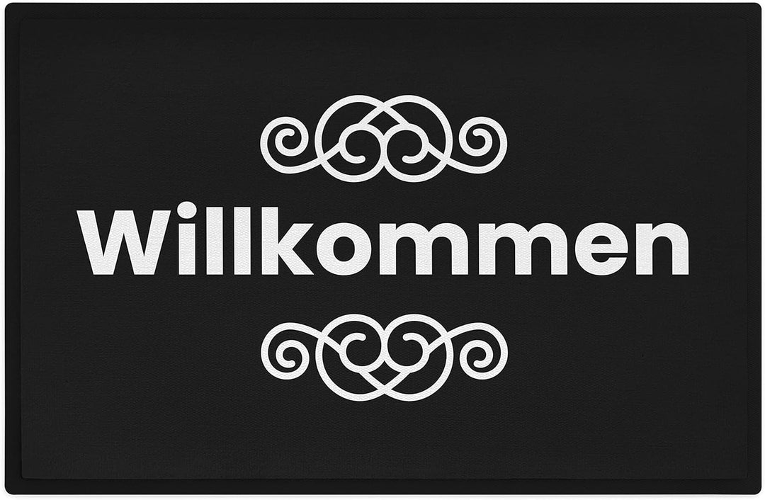 Trendation - Willkommen Fussmatte Grafik Schmutzfangmatte Geschenk Aussen Innenbereich 60x40 cm Wasc