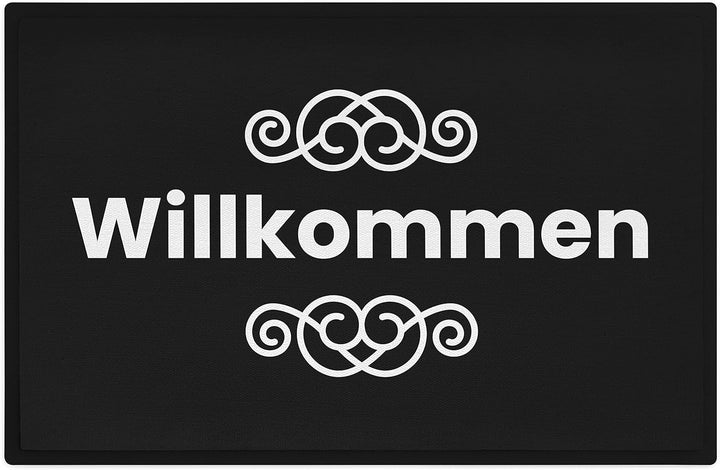 Trendation - Willkommen Fussmatte Grafik Schmutzfangmatte Geschenk Aussen Innenbereich 60x40 cm Wasc