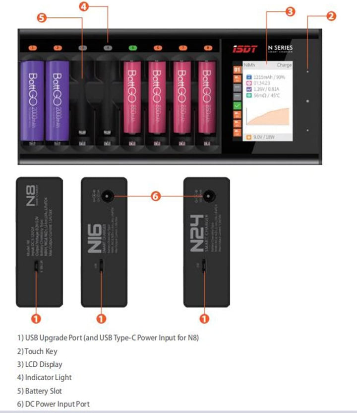 ISDT N16 Batterieladegerät Akku Ladegerät Universal LCD-Display Schnellladegerät Ladegerät für 16 Ak