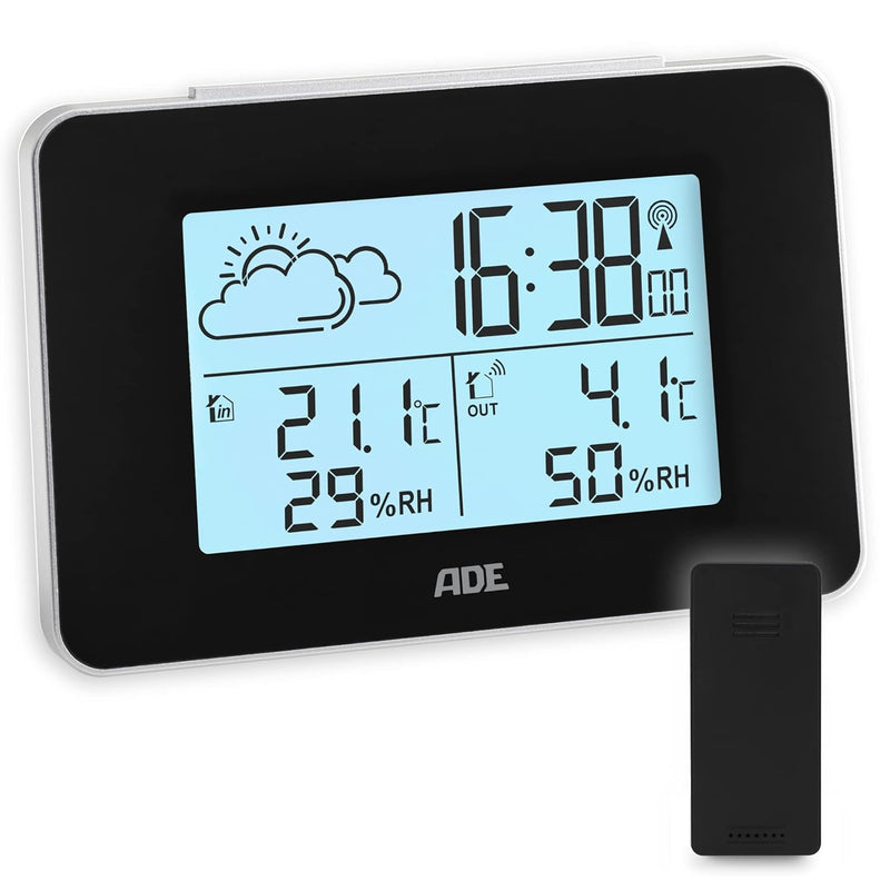 ADE Digitale Wetterstation Funk mit Aussensensor | Innen und Aussentemperatur | Luftfeuchtigkeitsmes