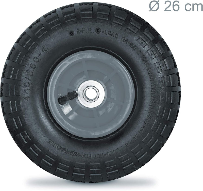 8 x Sackkarrenrad 4.1/3.5-4, luftbereifte Ersatzräder für Bollerwagen, für 16 mm Achse, 136 kg, 260x