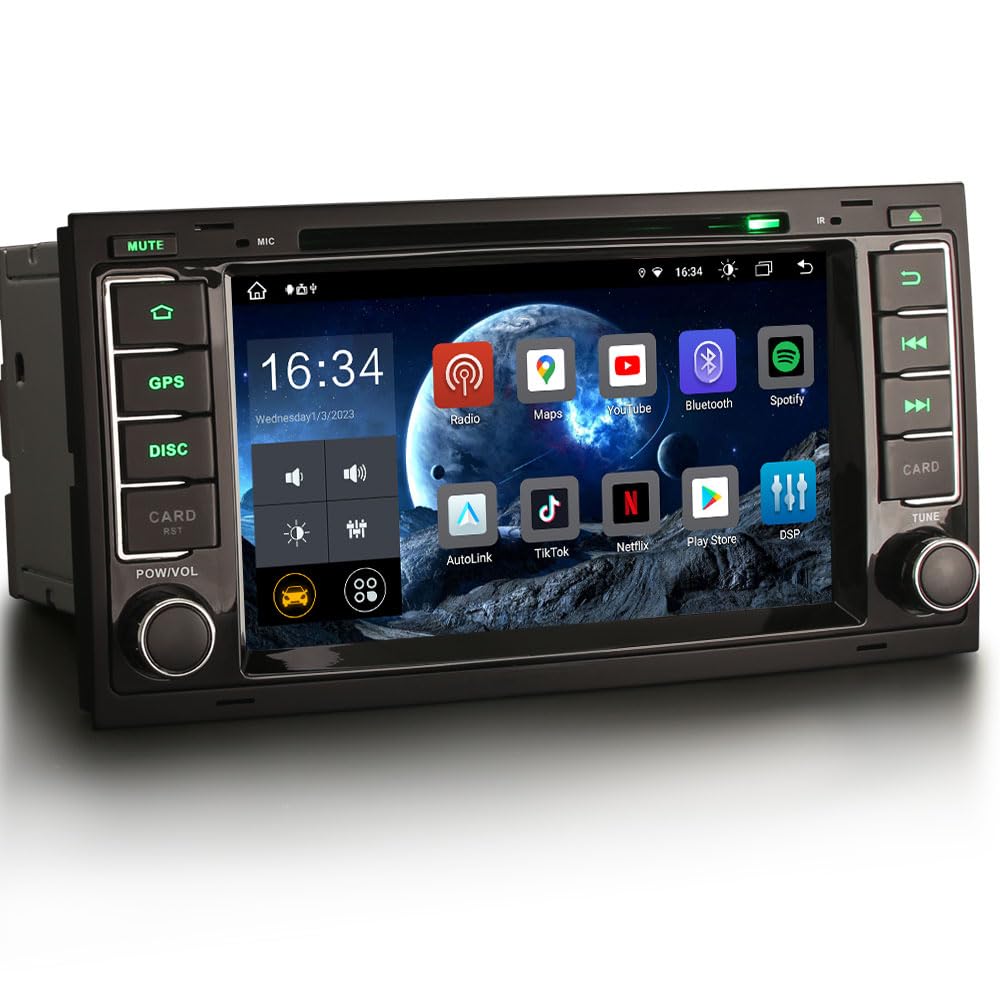 Erisin 7 Zoll 8-Kern 4GB+64GB Android 14 Autoradio Bluetooth GPS Navigation Für VW T5 Transporter Mu