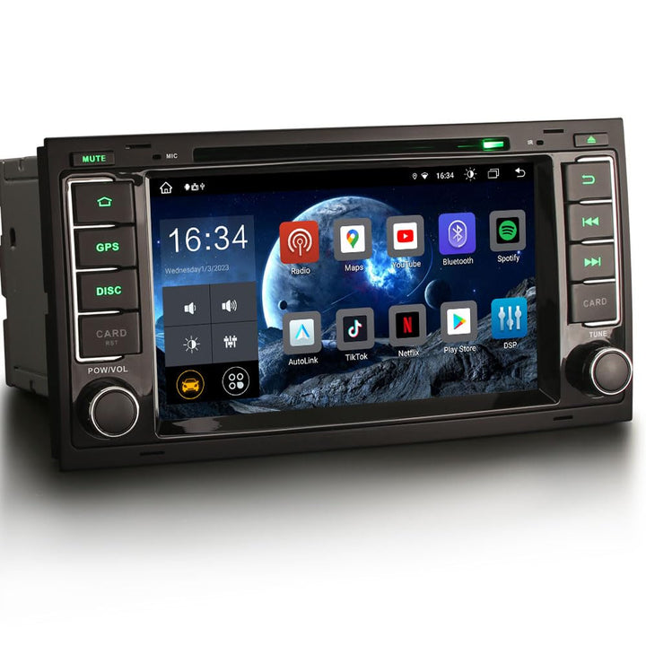 Erisin 7 Zoll 8-Kern 4GB+64GB Android 14 Autoradio Bluetooth GPS Navigation Für VW T5 Transporter Mu