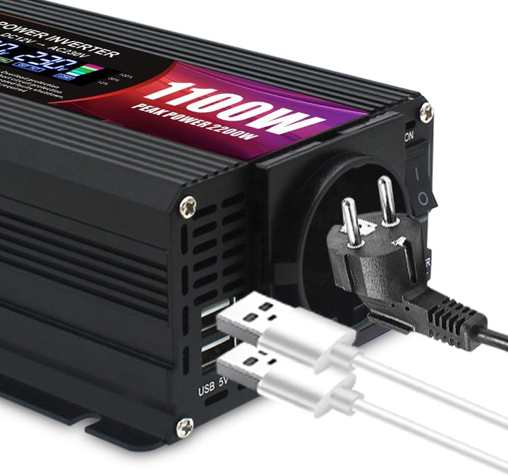 LVYUAN 1100W Wechselrichter DC 12V auf 230V AC Spannungswandler Stromwandler Inverter 2 USB Ports/EU