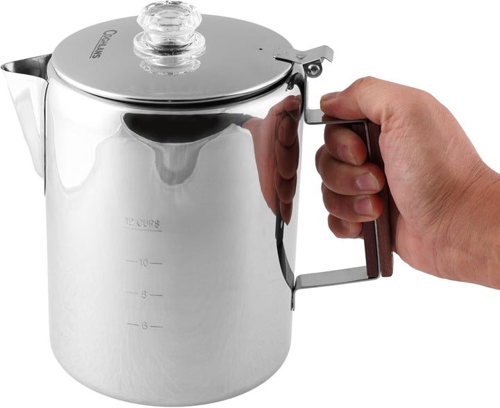 Coghlans Unisex – Erwachsene Coffee Pot Edelstahlkanne 12 Tassen Silber, 12 Tassen Silber