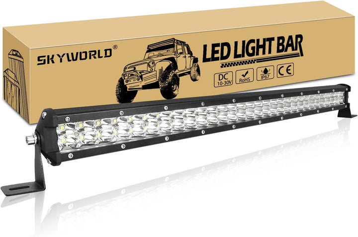 SKYWORLD 24 Zoll 180W LED Lichtleiste 1 Stück,Wasserdicht IP67 Spot LED Arbeit Licht Bar 6000K Weiss