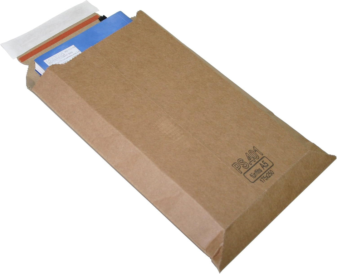 Premium Versandtaschen aus Mikro-Wellpappe Karton DIN A5+ 280x200mm bis 50mm Füllhöhe (PS.402) (25),
