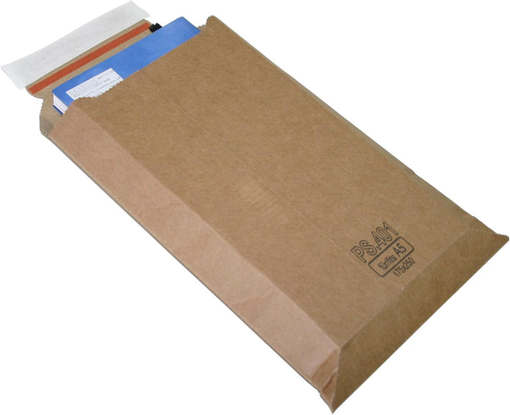 Premium Versandtaschen aus Mikro-Wellpappe Karton DIN A5+ 280x200mm bis 50mm Füllhöhe (PS.402) (25),