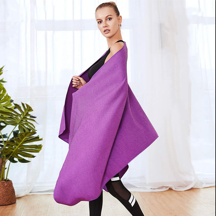 Yogamattenauflage rutschfest mit Noppen für Pilates, Yogamatten Handtücher Gross mit Tasche für Bikr