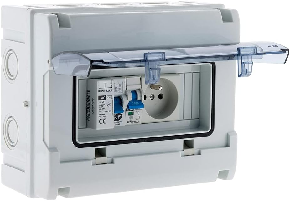 Coffret électrique étanche IP65 8 modules équipé livré avec accessoires Einzigartig, Einzigartig