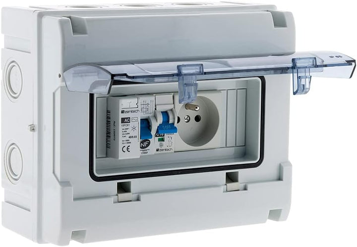 Coffret électrique étanche IP65 8 modules équipé livré avec accessoires Einzigartig, Einzigartig