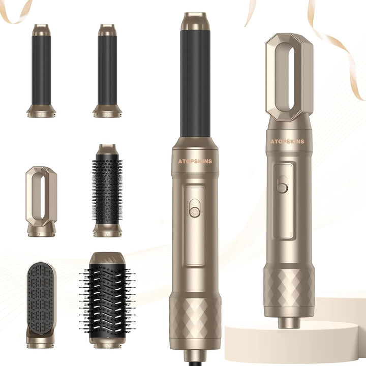Atopskins 6 in 1 Airstyler, Ionen Föhn, Multifunktionaler Hairstyler, Warmluftbürste, Föhnbürste, Ru