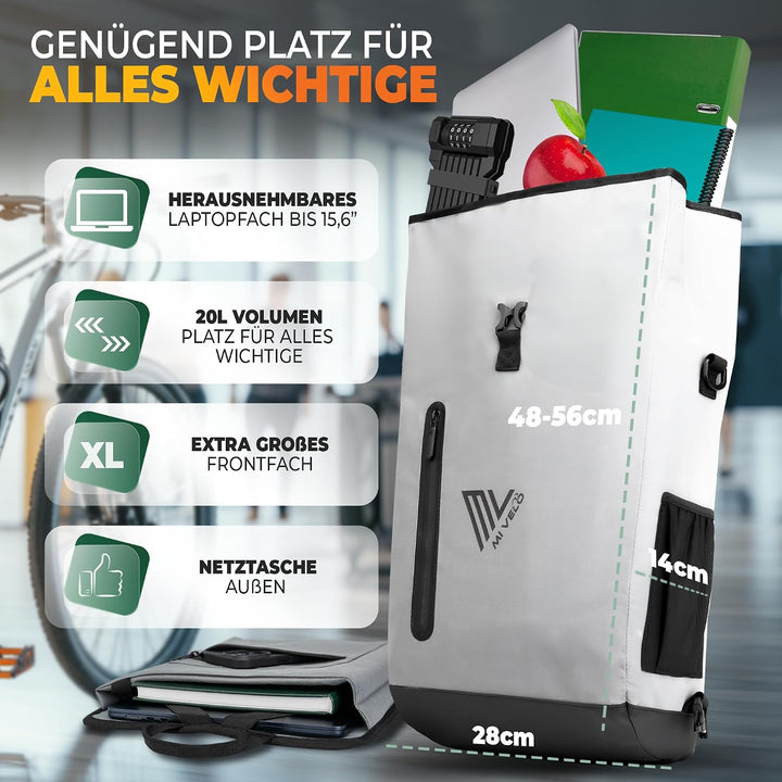 MIVELO - 3in1 Fahrradtasche für Gepäckträger, 100% wasserdicht &amp; PVC-frei, Fahrradtasche Rucksack &amp;