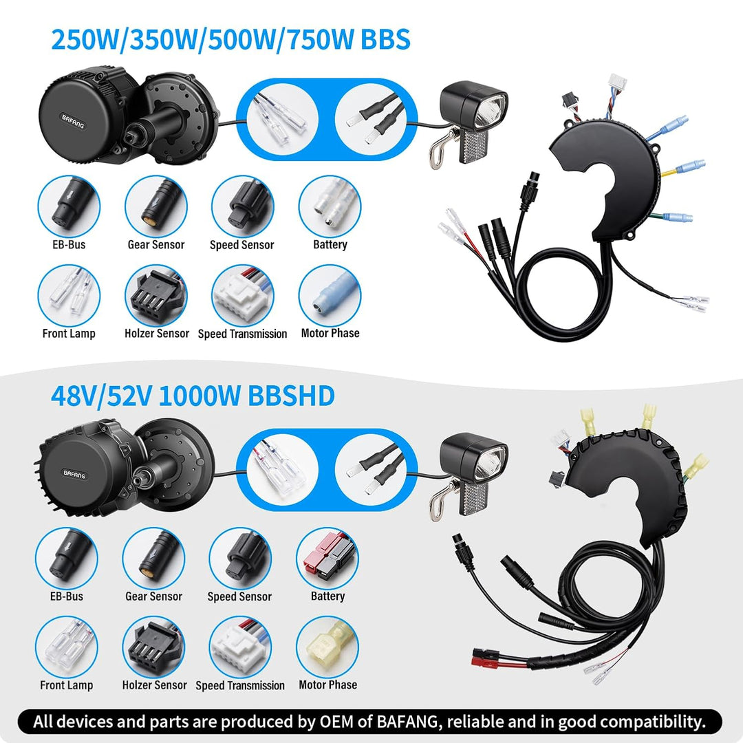 BAFANG Mittelmotor mit Akku 36V/48V 250W/500W/750W/1000W, BBS01B BBS02B BBS HD Mittelmotor Kits Ebik