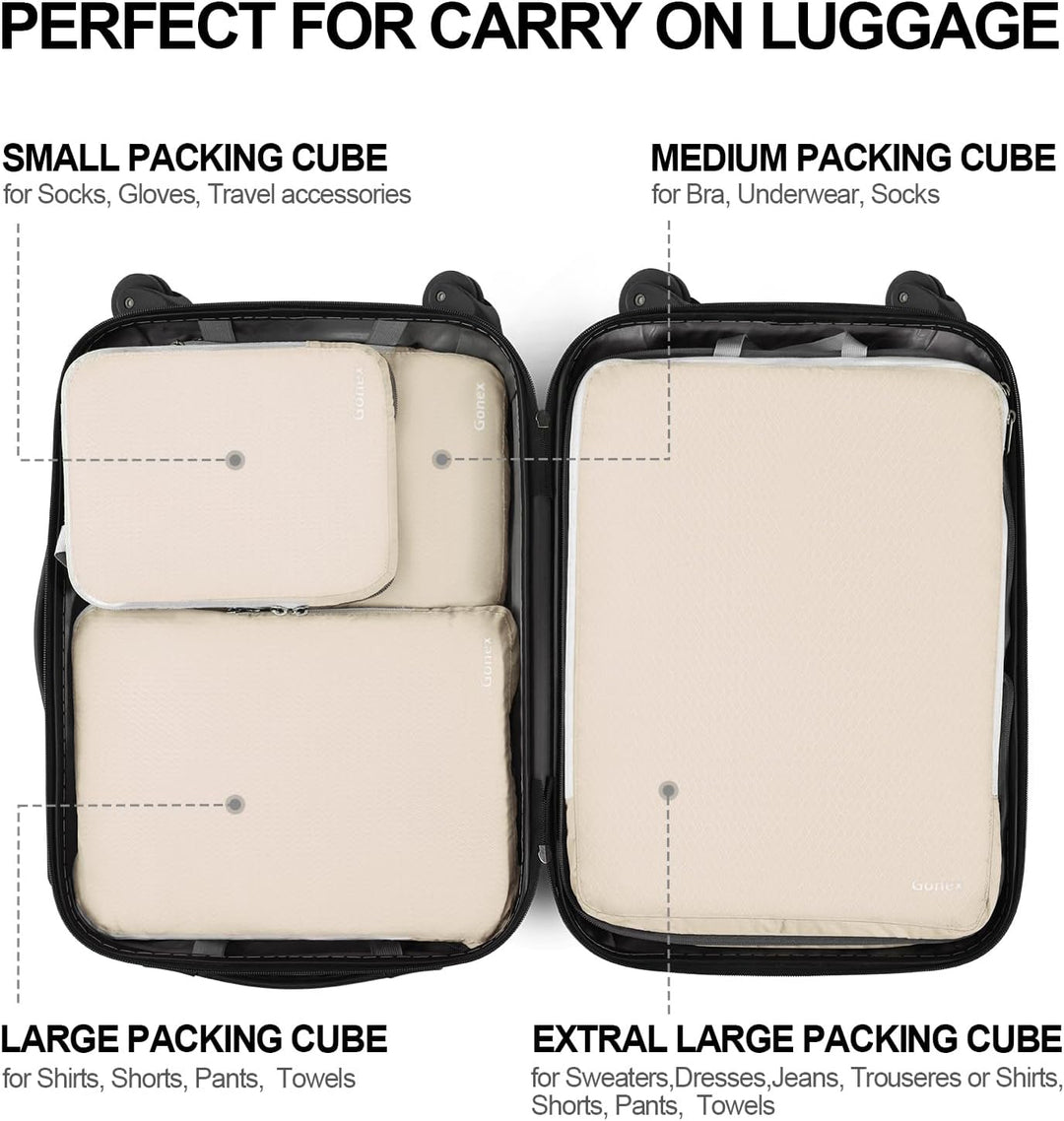 Gonex Compression Packing Cubes 4er Set, Gonex Kleidertaschen 4-teilig Verpackungswürfel, Kleidertas