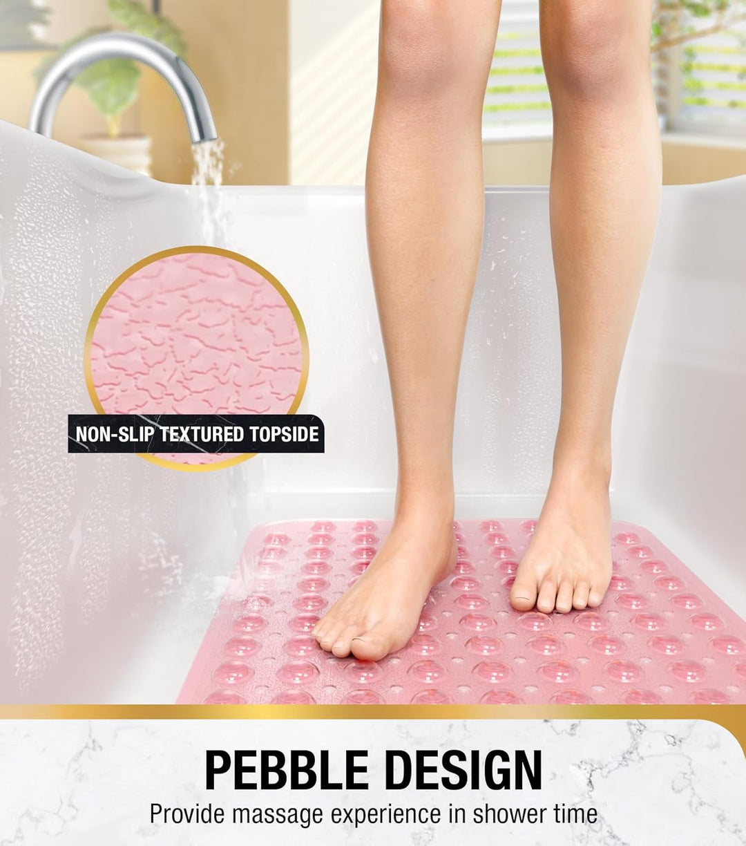 HITSLAM Badewannenmatte rutschfest, 101 x 40cm Extra Lange Antirutschmatte Badewanne, Duschmatte rut